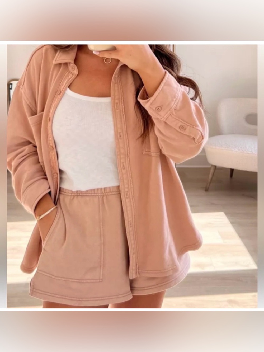 Aerie oversized shacket in tan / brown color M